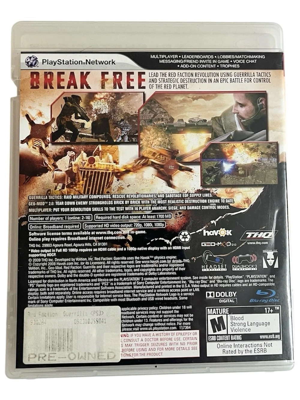 Red Faction Guerrilla - Sony Playstation 3 PS3